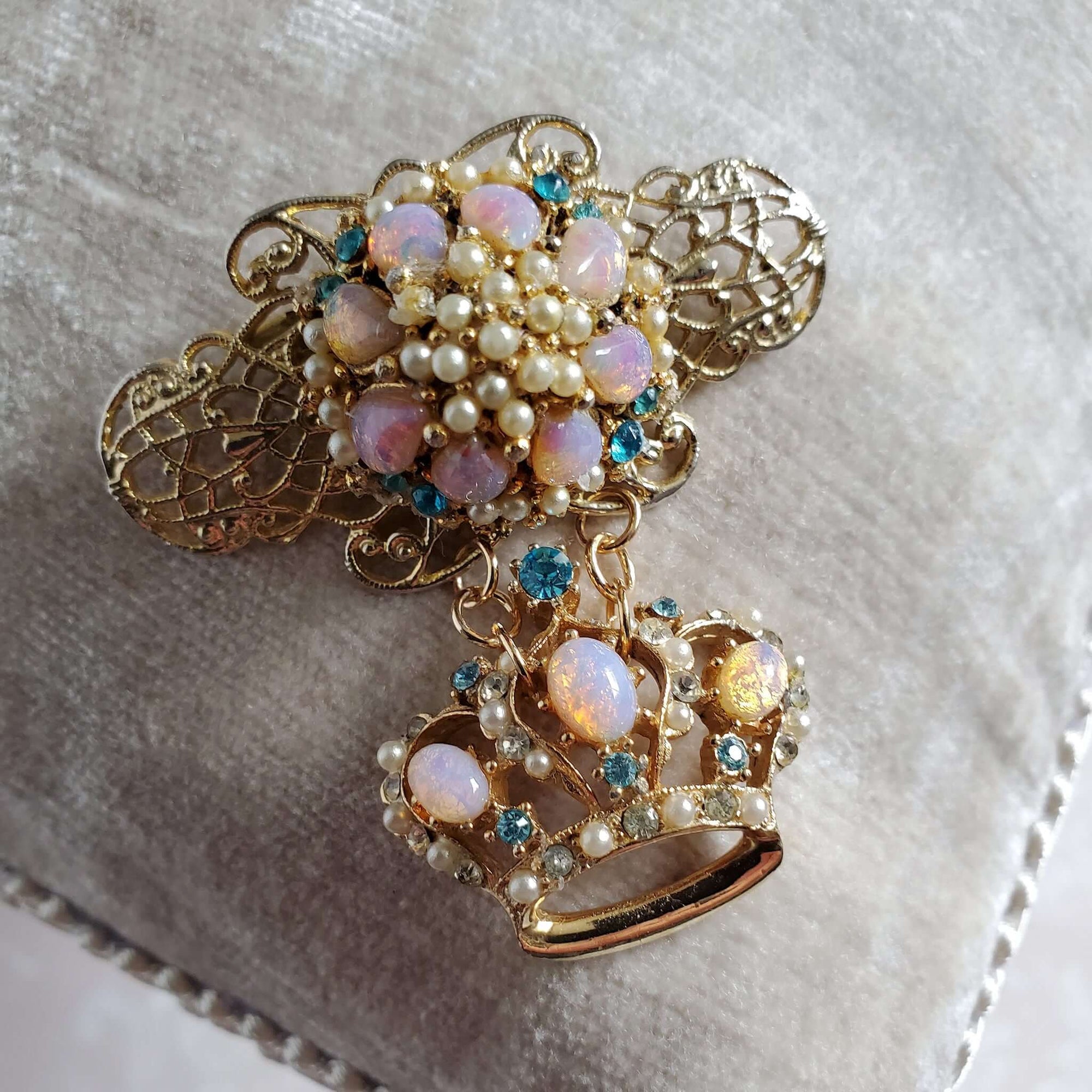 Vintage Handmade Crown Brooch Pin