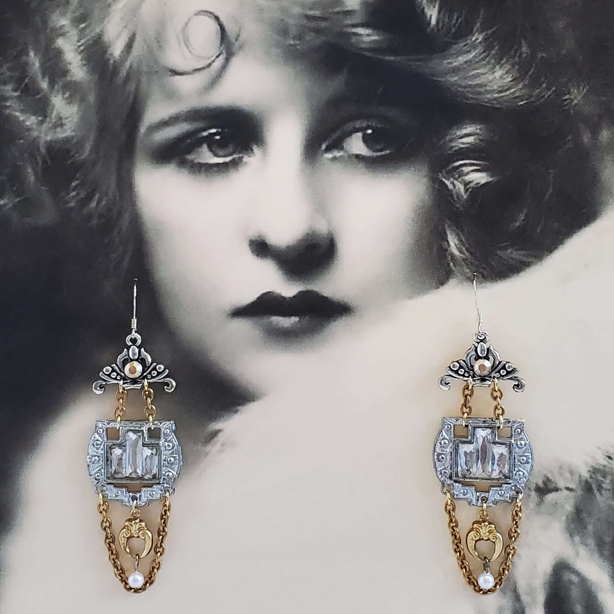 Art Deco Assemblage Earrings