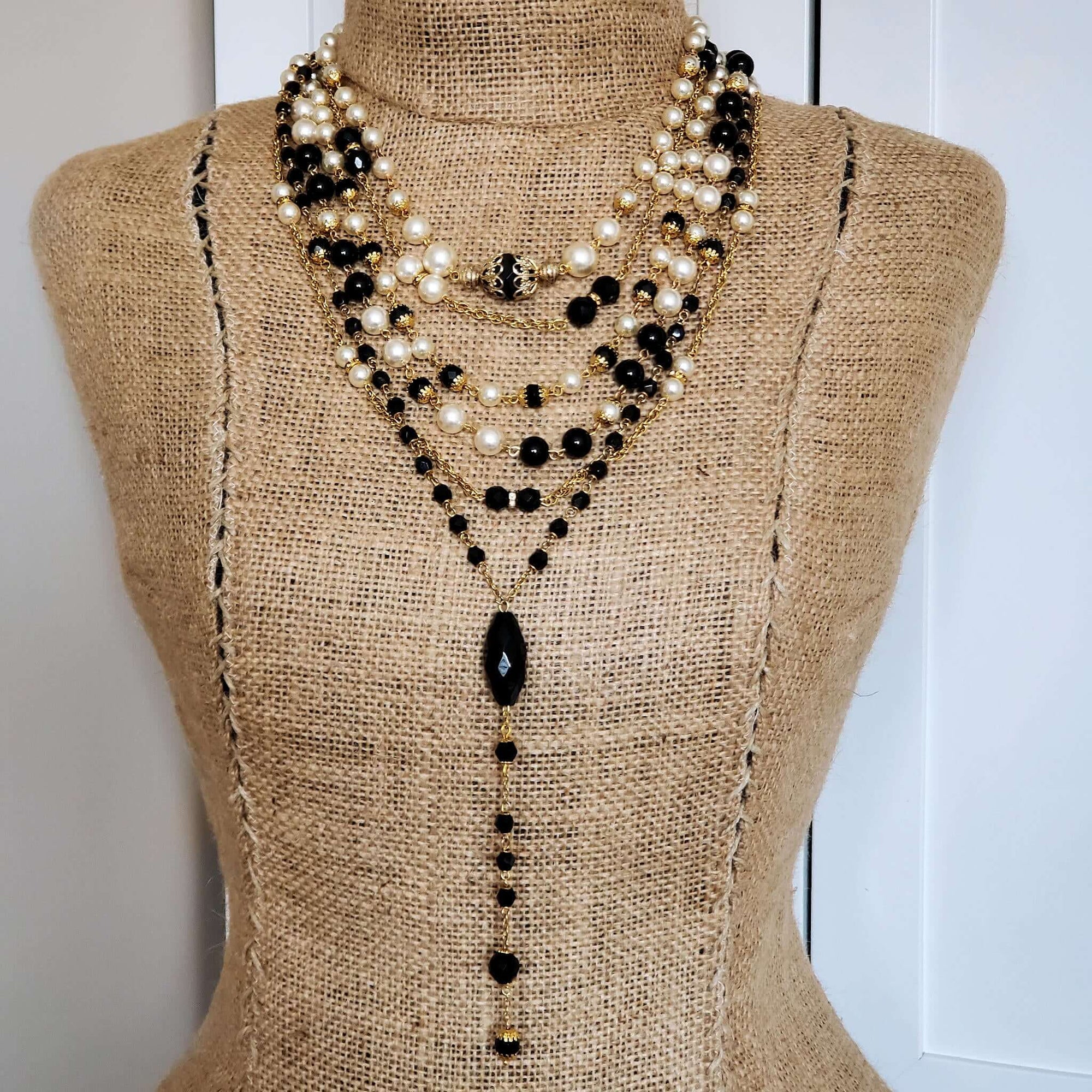 BLACK TIE AFFAIR - Vintage Beaded Necklace
