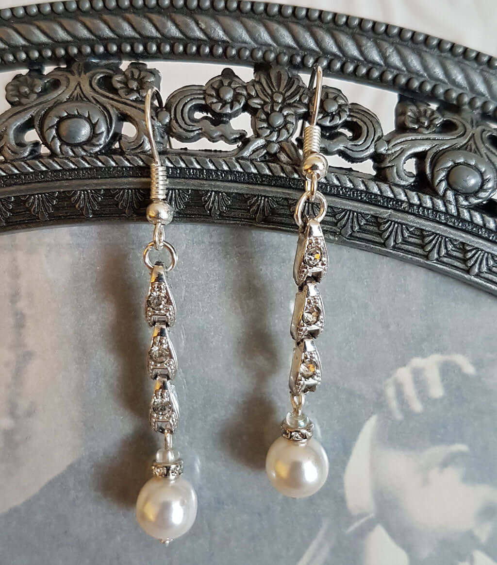 Art Deco Crystal and Pearl Earrings