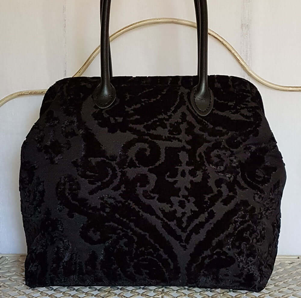 Black Jacquard Velvet Carpet Bag
