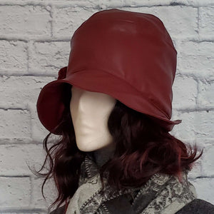 Women's Faux Leather Cloche Hat