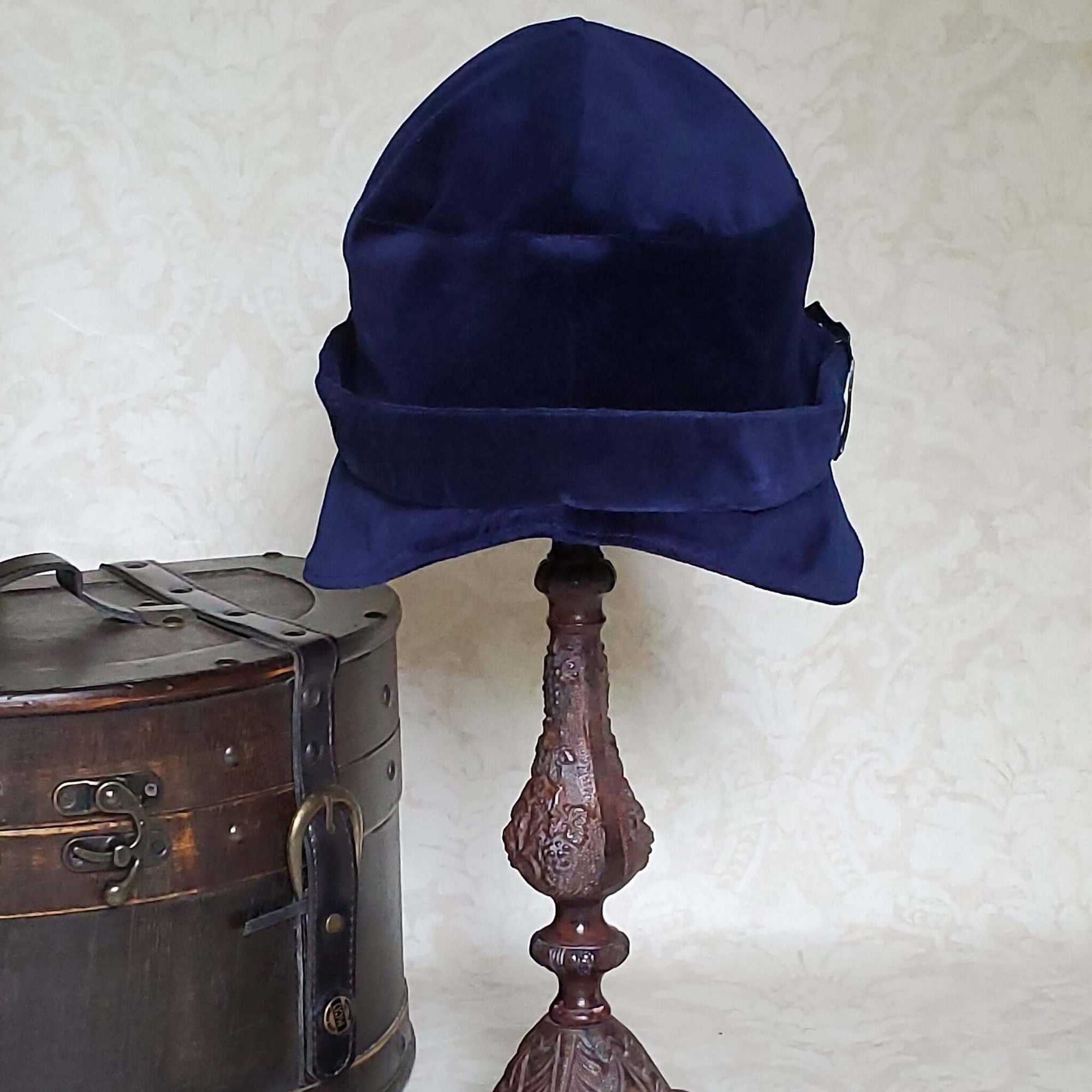 Rear View of Navy Velvet Hat