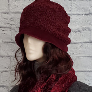 Winter Scarf and Hat Set in Burgundy