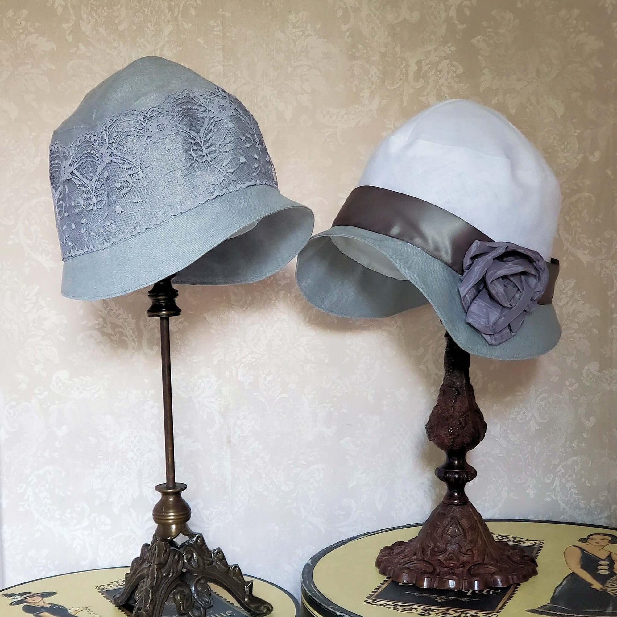 Summer Vintage Style Cloche Hat in Grey