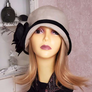 1920s Flapper Style Cloche with Black Trim