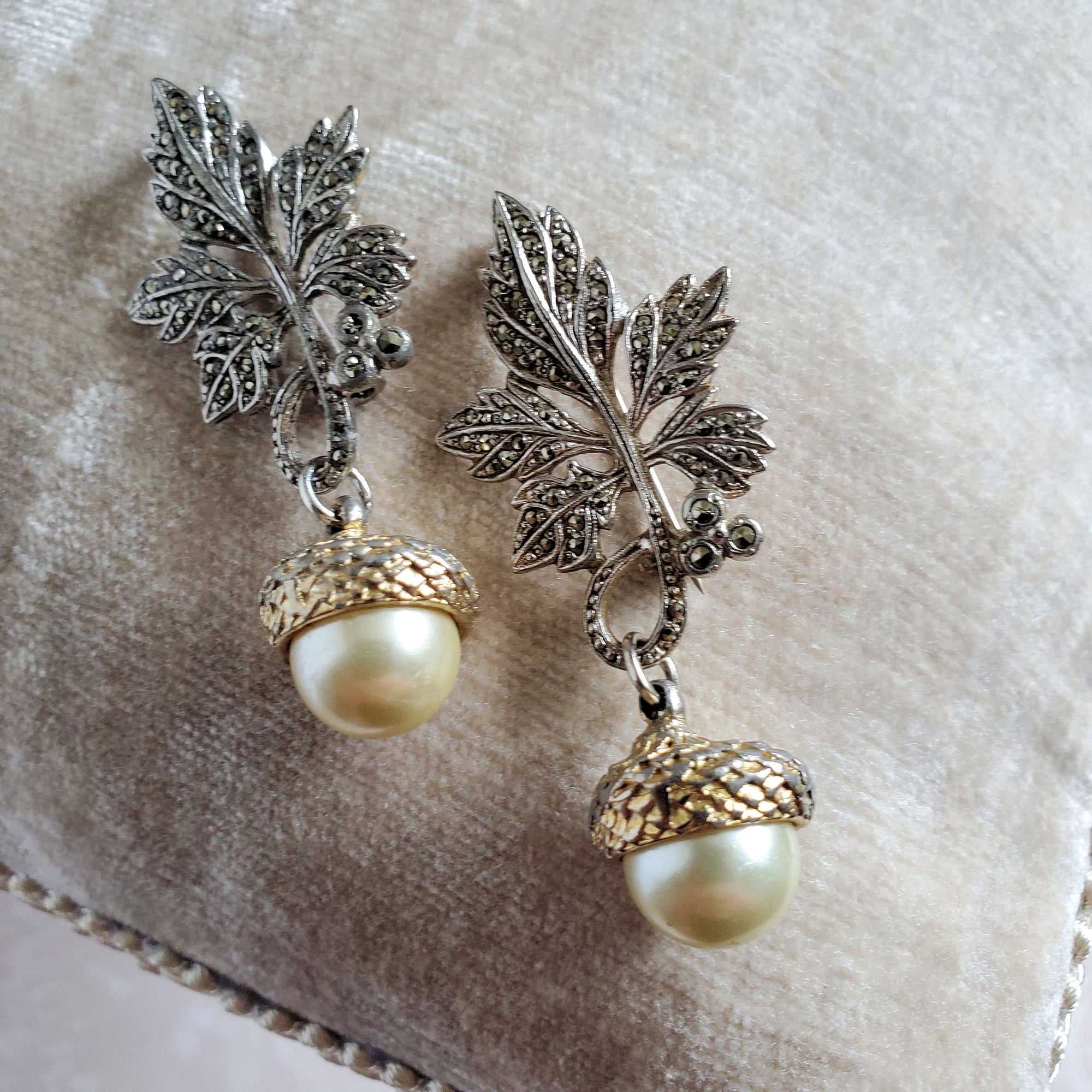 Pearl Acorn And Lear Brooches