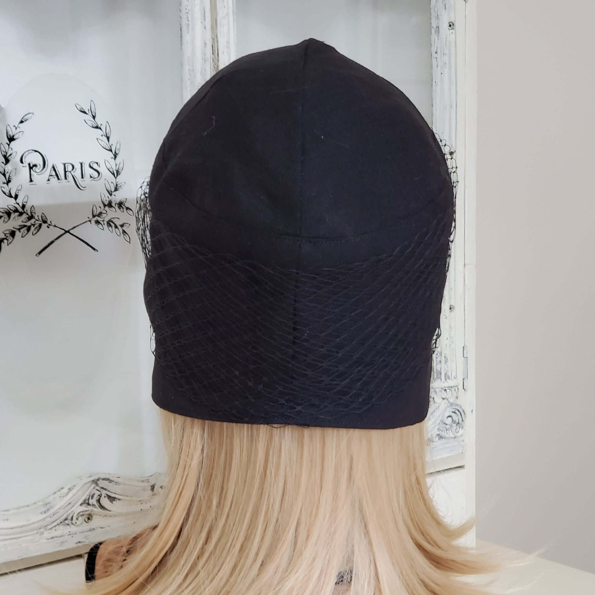 Black Linen Cloche Hat