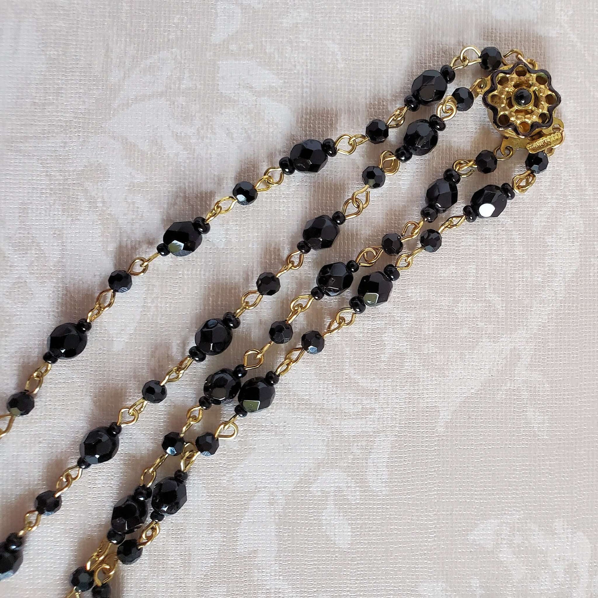 Coordinating black and Gold Floral Box Clasp Closure
