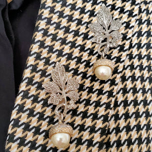 Marcasite Leaf Brooches worn on lapel