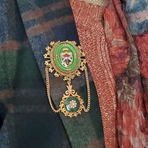 Military Style Brooch with Chains