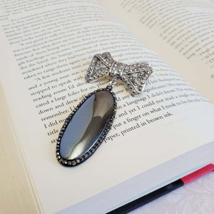 Oval Brooch Pendant with Marcasite Bow Brooch Pin