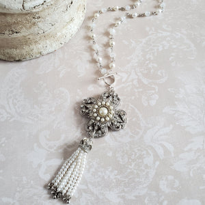 Beaded Necklace with Cross Pendant