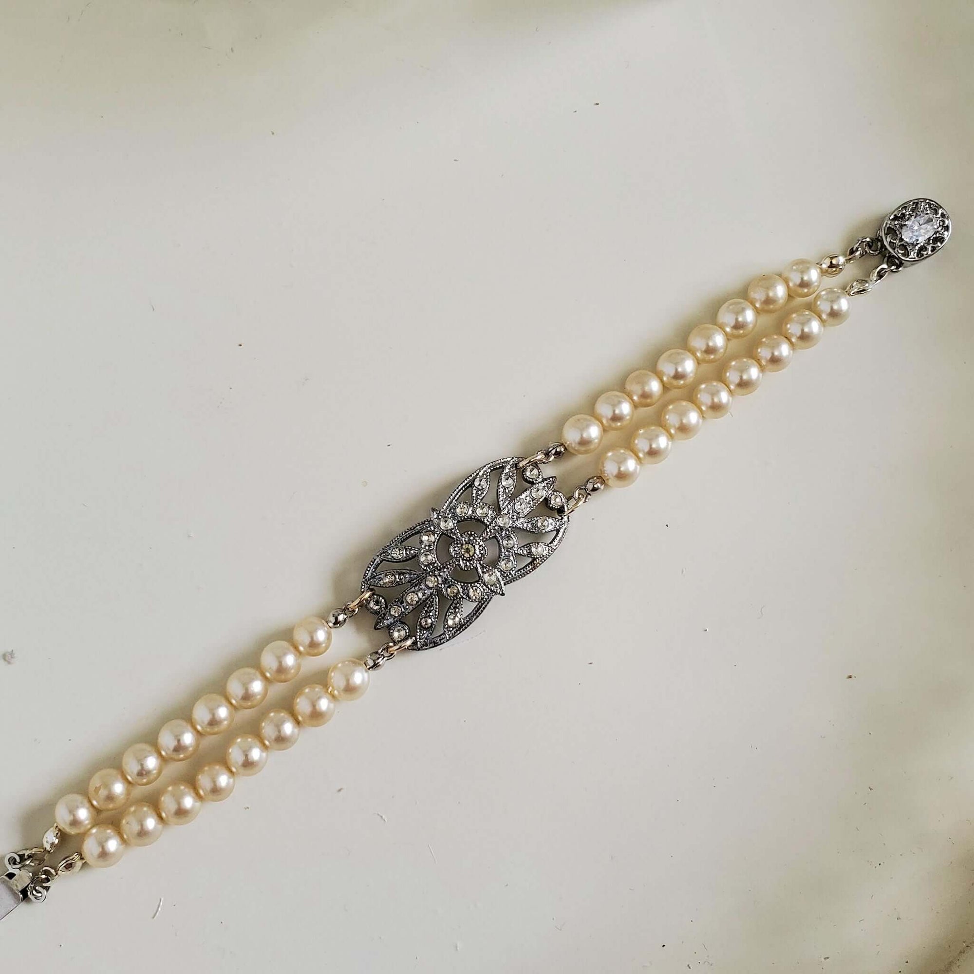 Reimagined Vintage Pearl Art Deco Bracelet