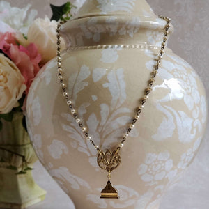 Antique Fob Necklace with Vintage Pearl Chain