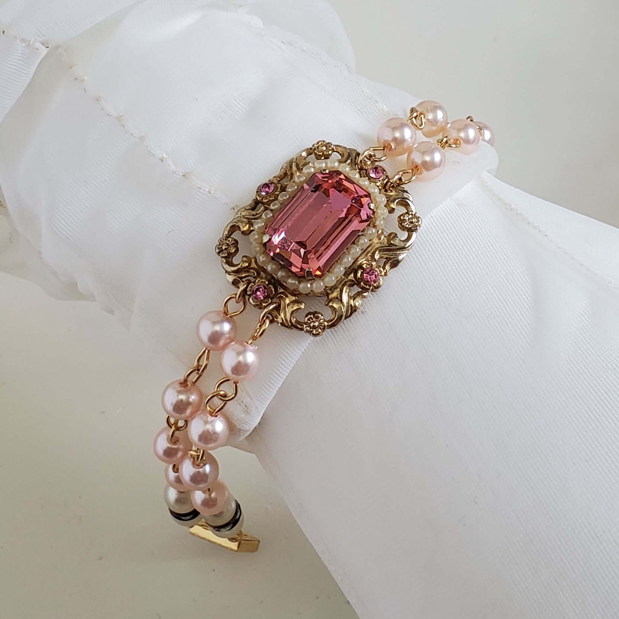 Repurposed Vintage Two Strand Pearl Bracelet