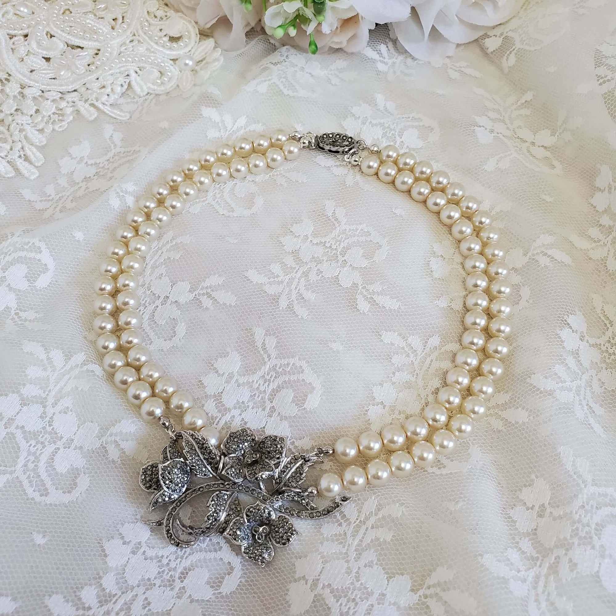 Two Strand Vintage Pearl Necklace