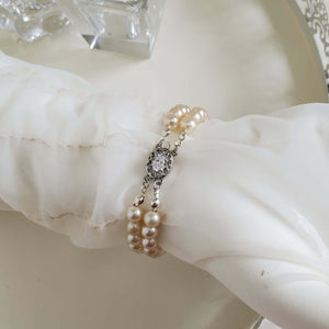 Two Strand Art Deco Pearl Bracelet