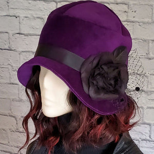 Purple Velvet Cloche Hat