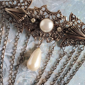 Victorian Style Brooch with Pearl Accents