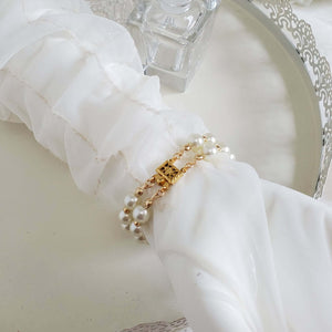 Vintage Art Deco Bridal Bracelet with Gold tone Box Clasp Closure