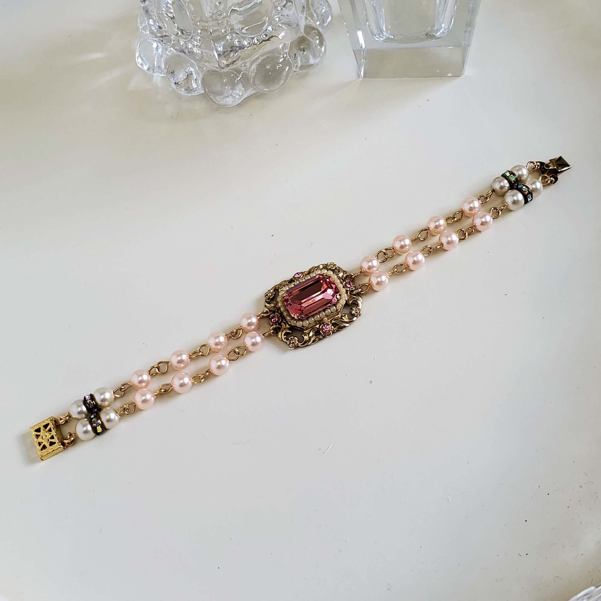 Vintage Blush Pearl Bridal Bracelet