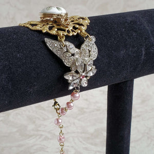 Side View of Bracelet Showing Floral Hat Pin Detail