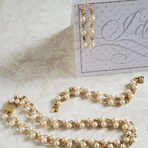 Vintage Pearl Necklace, Bracelet and Earrings