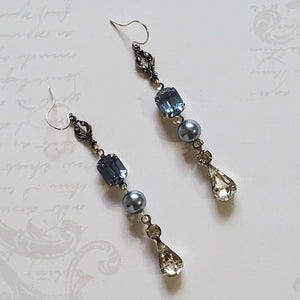 Vintage Romance Blue Bridal Earrings