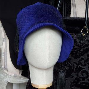 Vintage Style Velvet Cloche Hat with Black Tulle Veil
