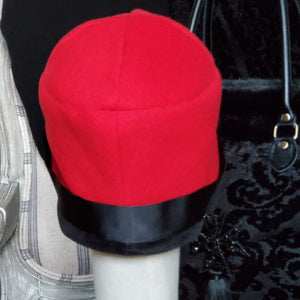 Women's Red and Black Felt and Velvet Hat