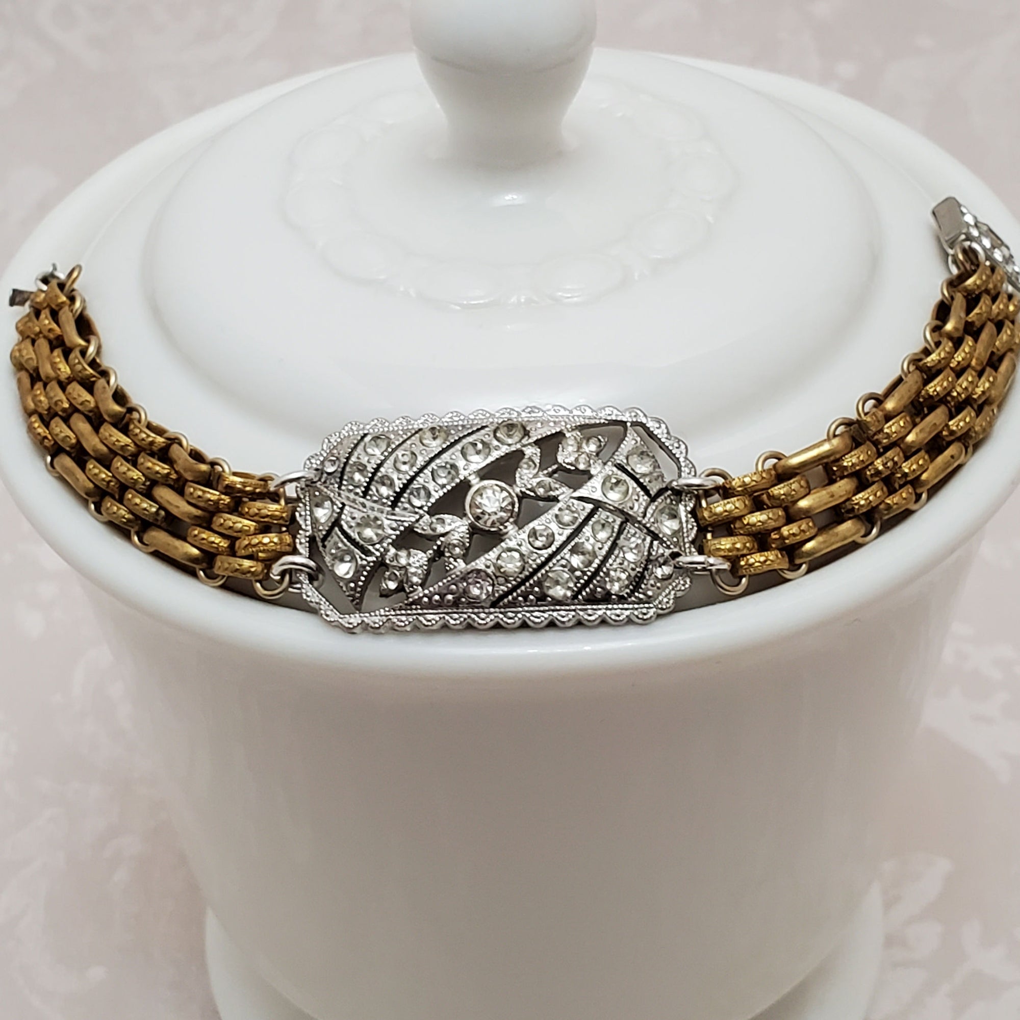 Vintage Gold Tone Patterned Watch Chain Bands