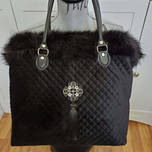 Black Quilted Velvet Bag