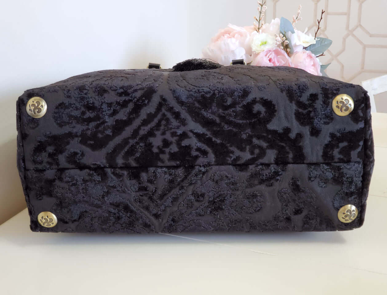 Antique Style Large Black Carpet Bag