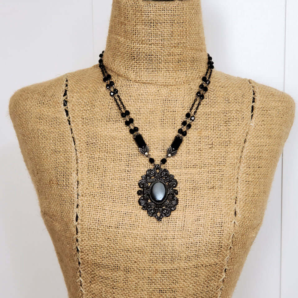 Black Victorian Style Necklace