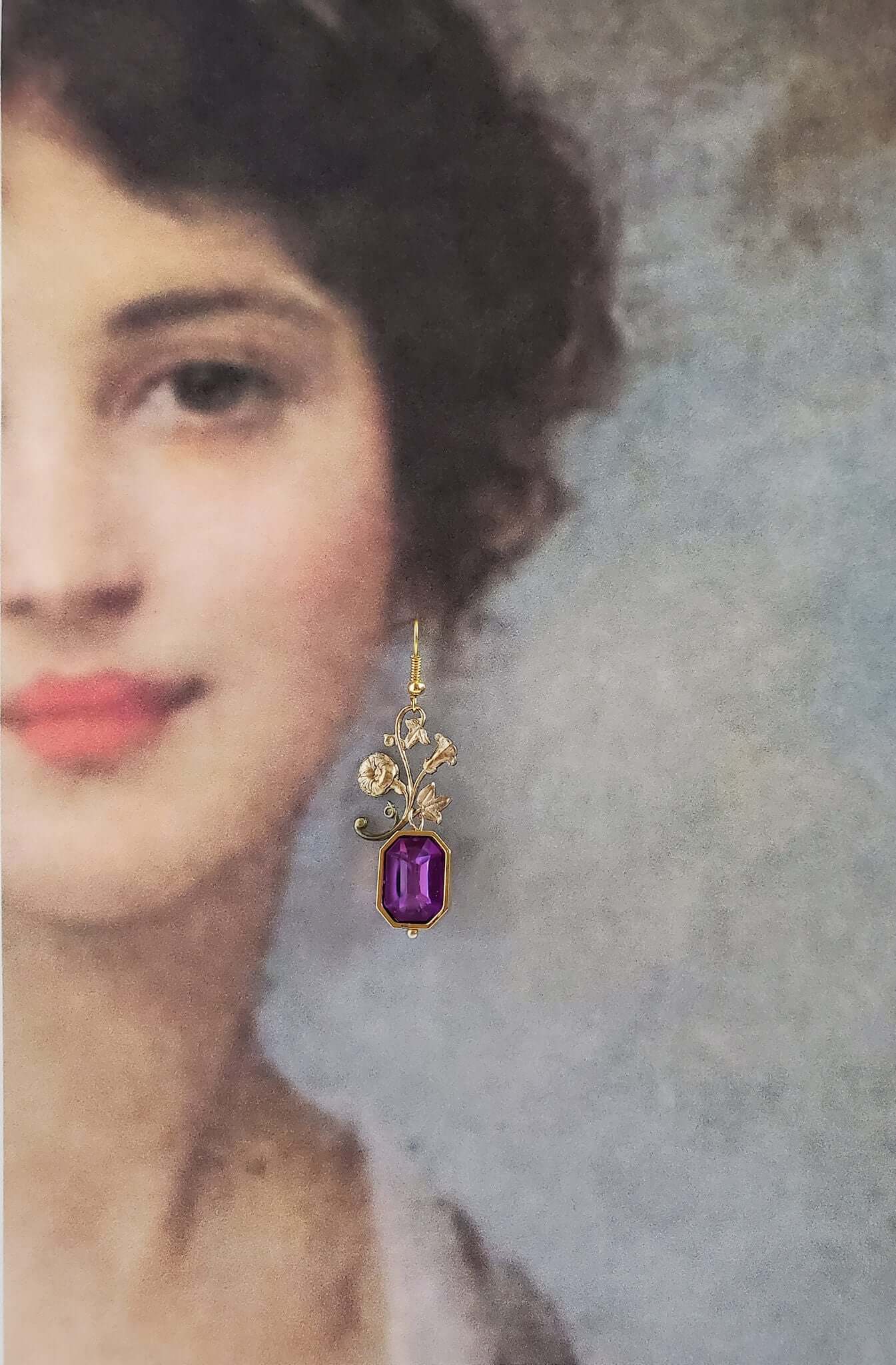 Violet Gemstone Drop Earrings