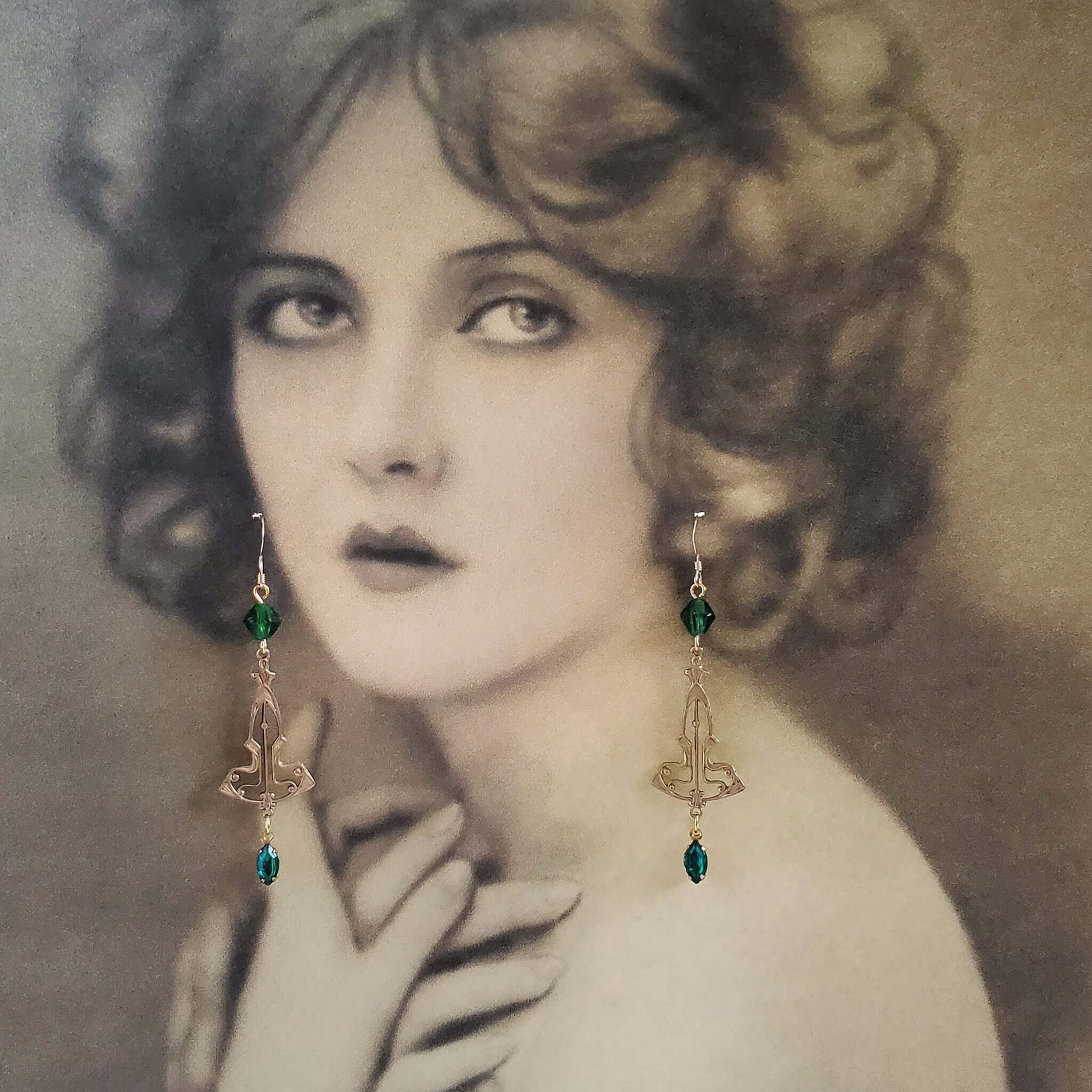 Art Nouveau Style Drop Earrings
