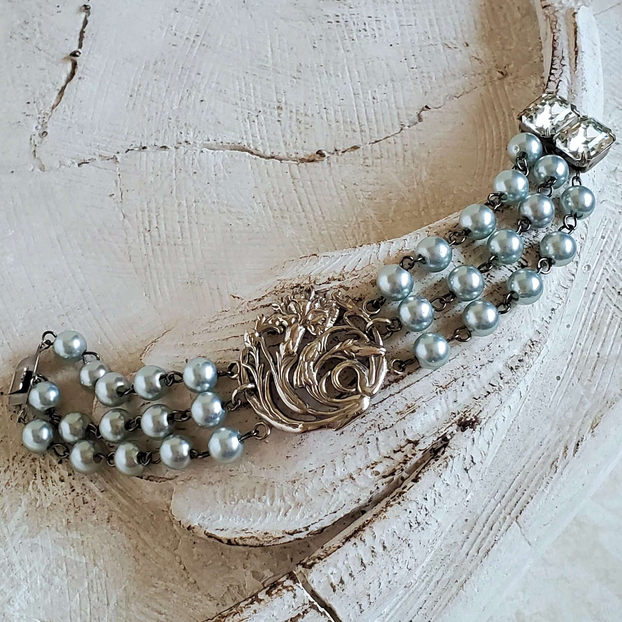 Triple Strand Dyed Pearl Bracelet