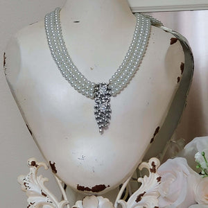 Tin Bust with Three Strand Vintage Pearl Necklacee