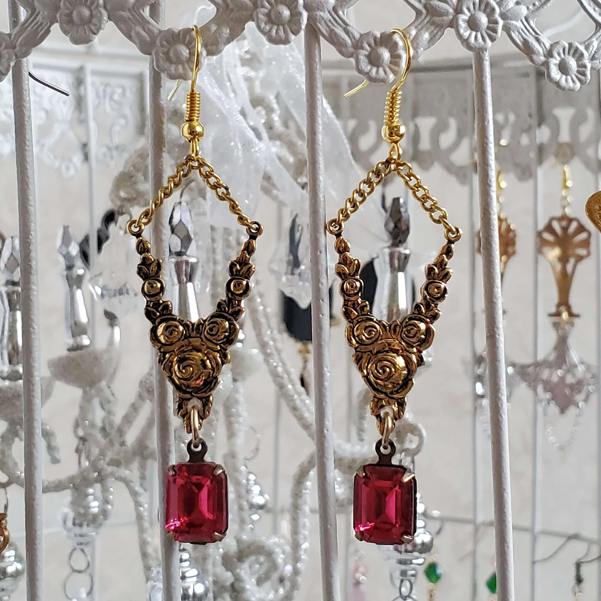 Vintage Crystal Gemstone Earrings