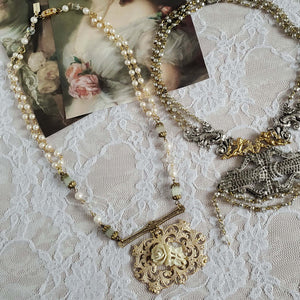 Vintage Filigree Pendant Assemblage Necklace