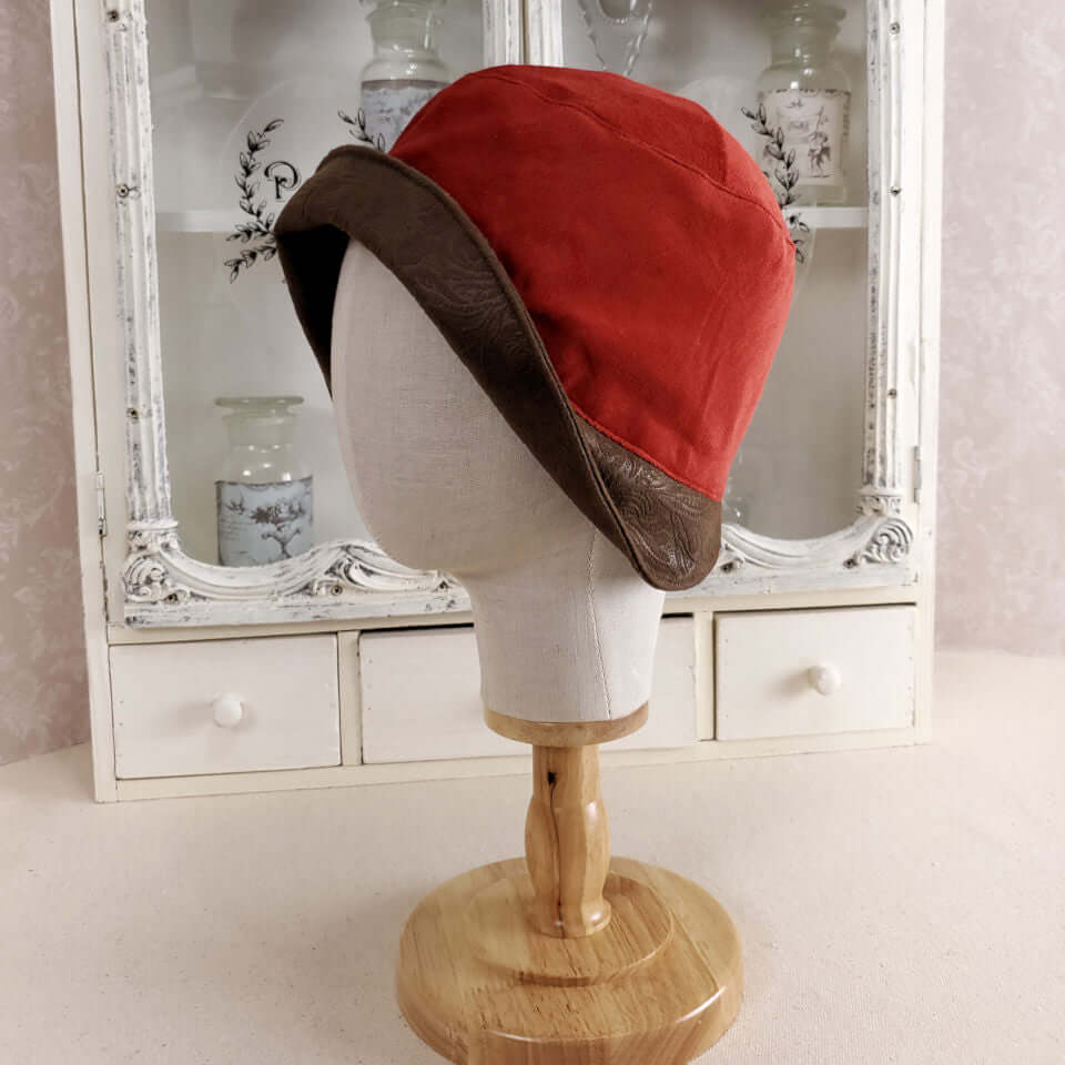 Cloche Hat with Turned Up Suede Brim