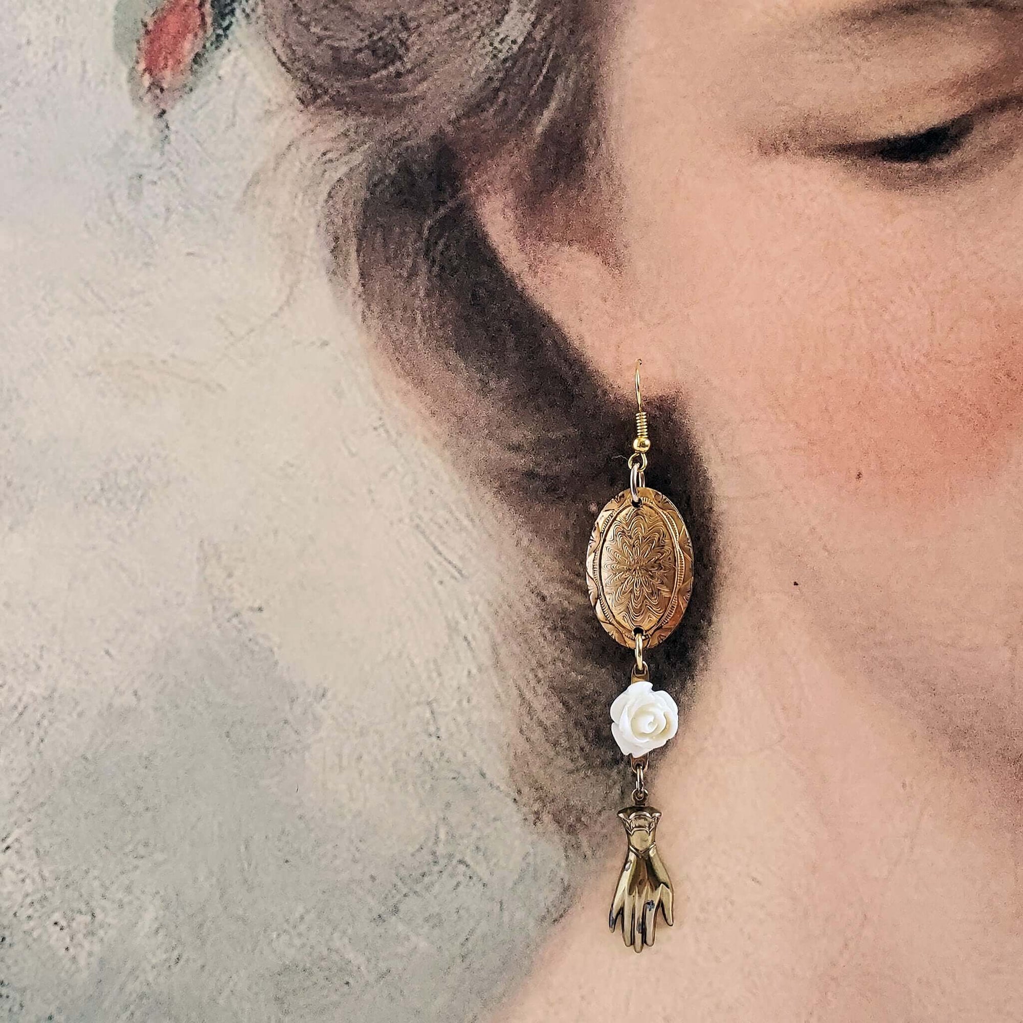 GRACE IN BLOOM - Vintage Victorian Hand Earrings
