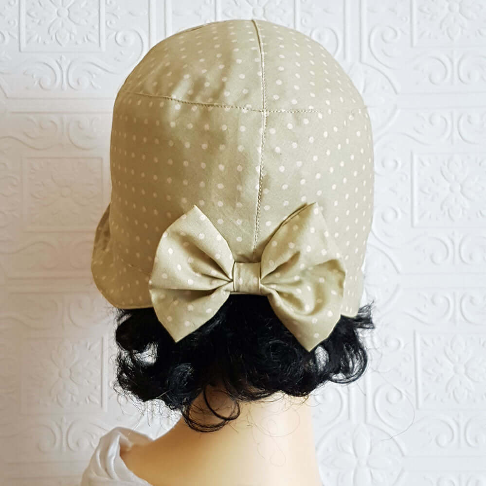 Polka Dot Cloche Hat with Rear Bow