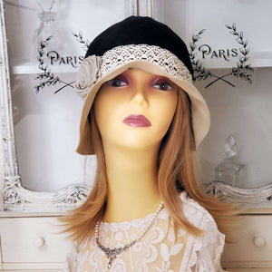Retro Fashion Hat with Band and Floral Detail