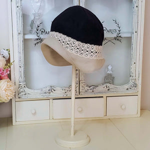 Tan and Black Linen Hat