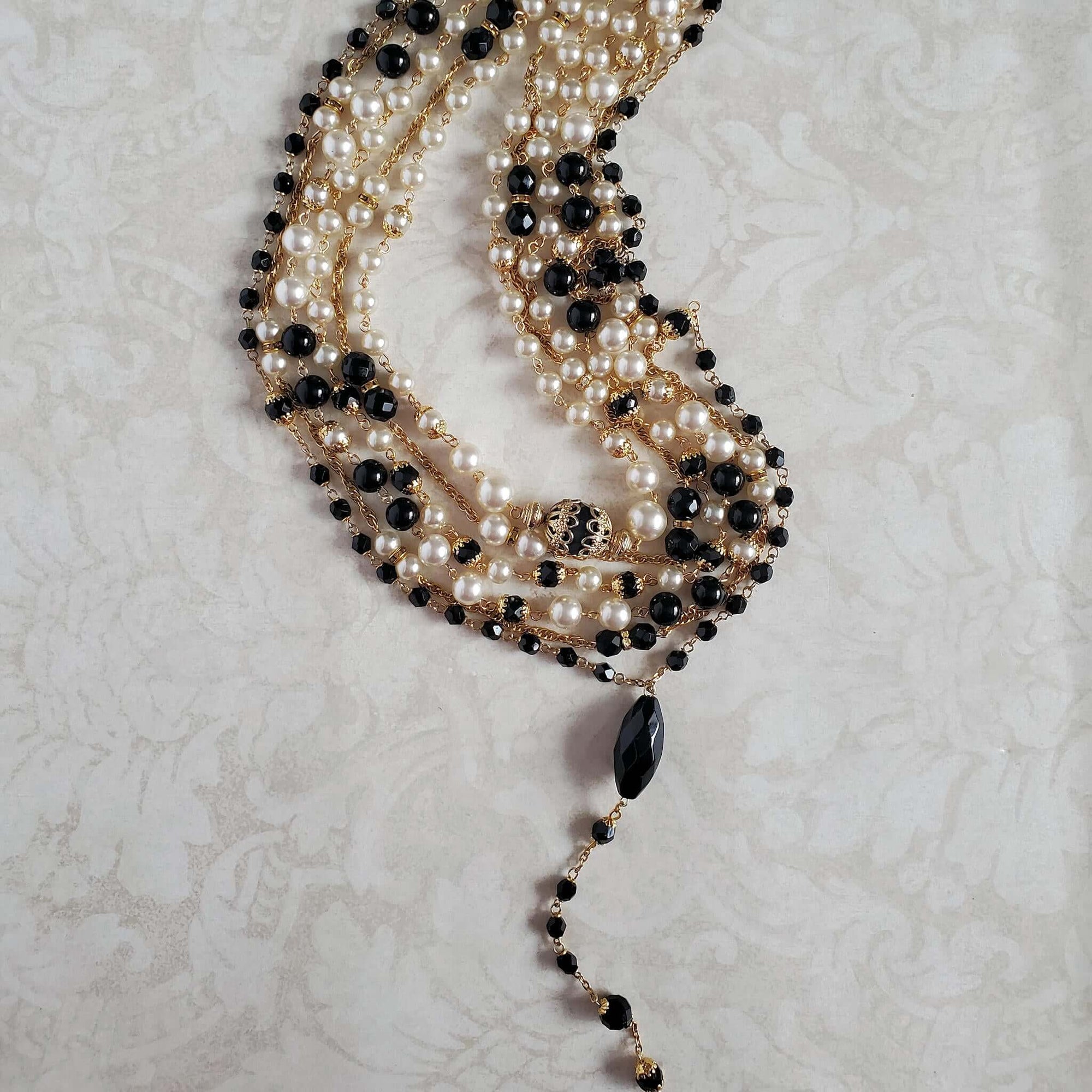 Black and Pearl Statement Necklace
